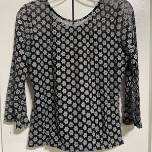 CG Designs 90s/Y2K Floral Lace Blouse - Black and White (NWT)